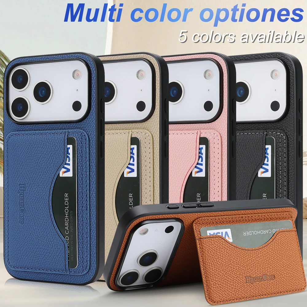 Leather Wallet Card Holder Phone Cover - Custodia in pelle con portacarte e
