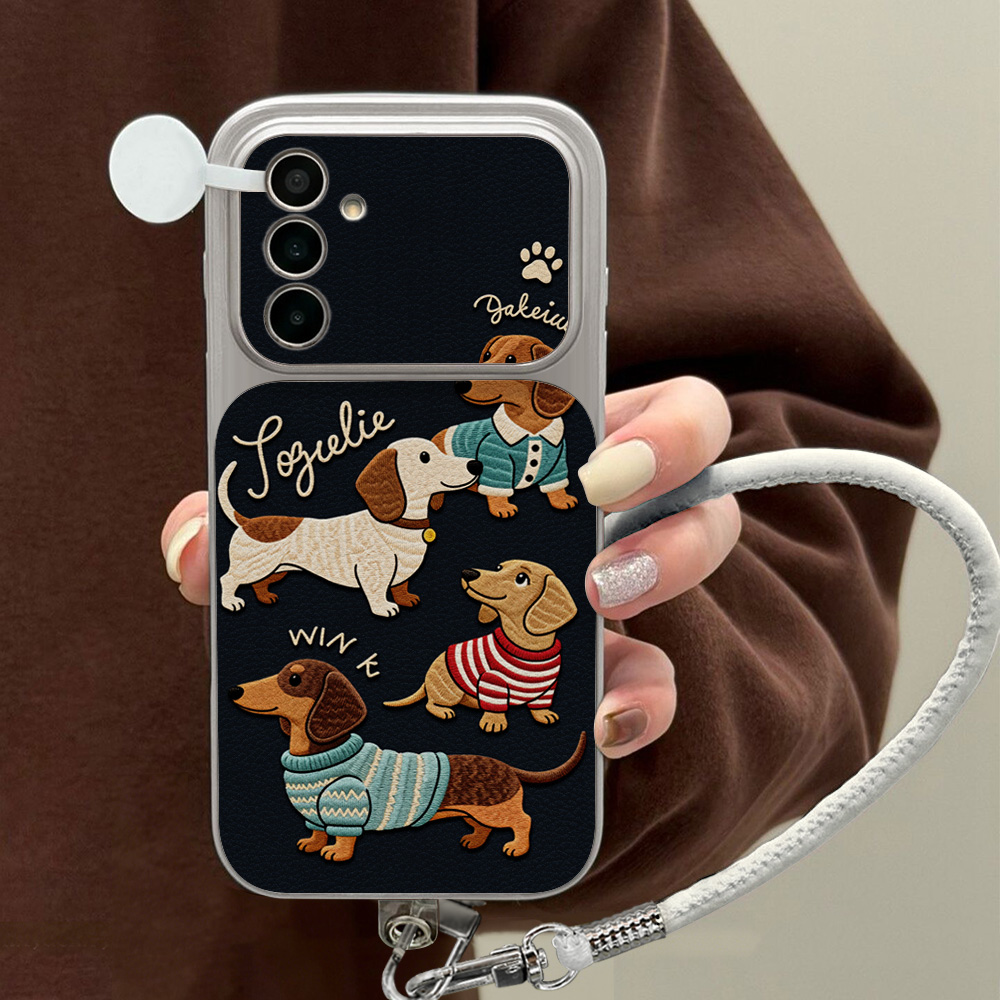 Cute Cartoon Wrist Strap Silicone Case - Custodia per telefono in pelle Lychee