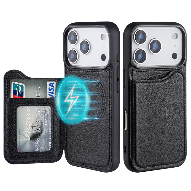 Leather Wallet Card Holder Phone Cover - Custodia per telefono in pelle magnetica