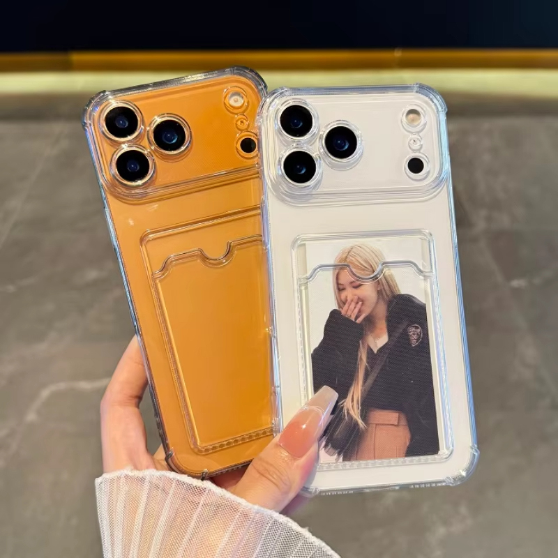 Clear Shockproof Bumper Case - Custodia trasparente con supporto per schede