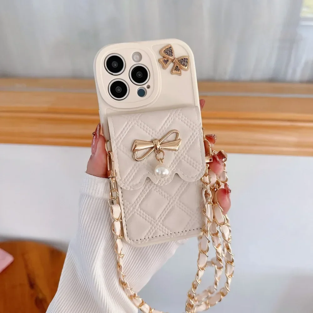 Leather Wallet Card Holder Phone Cover - Custodia per telefono con portafoglio e