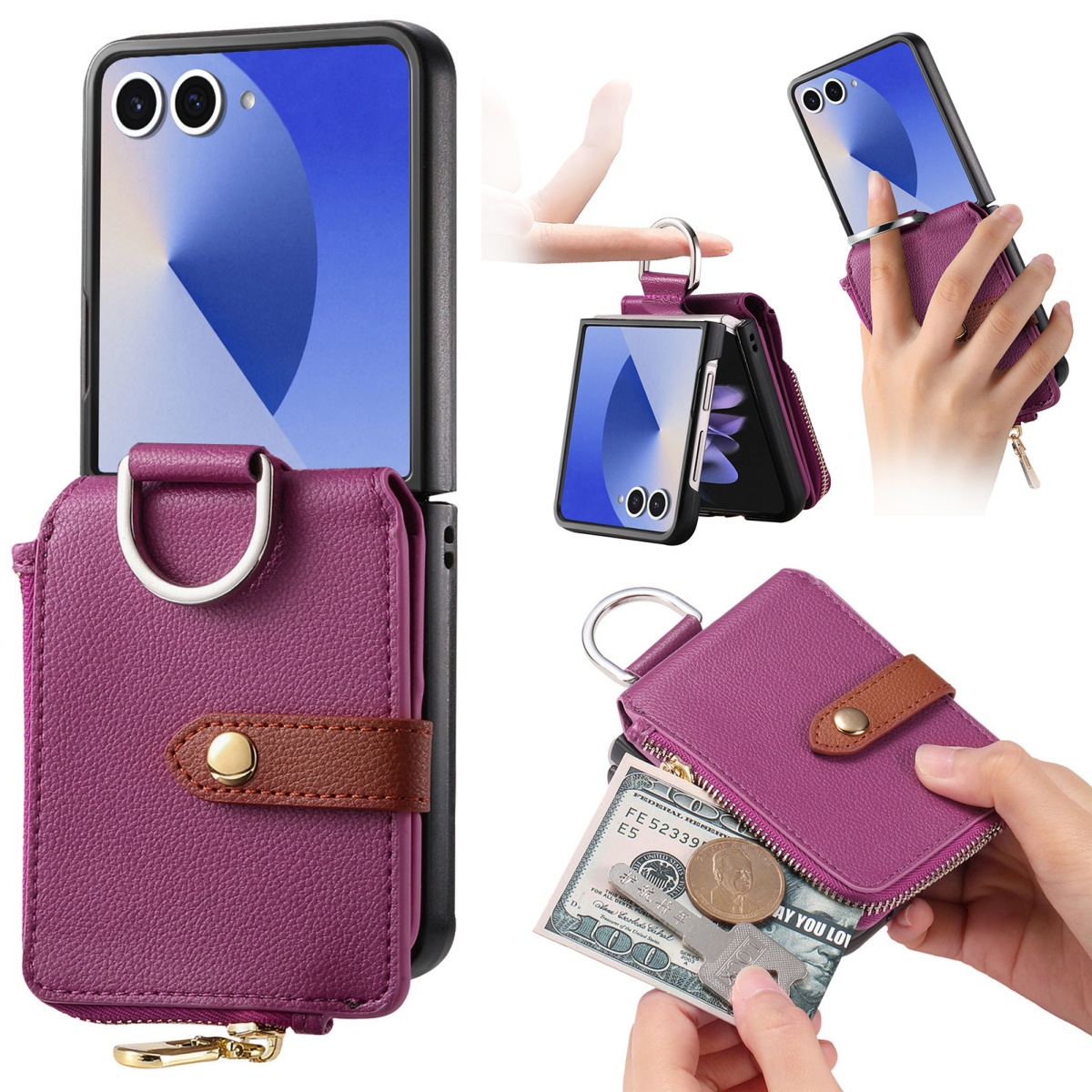 Leather Wallet Card Holder Phone Cover - Custodia di Lusso Porta Carte per