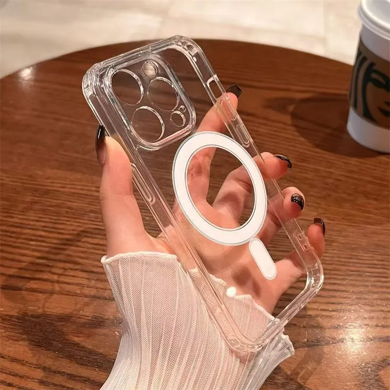 Clear Shockproof Bumper Case - Custodia per telefono magnetica con carica