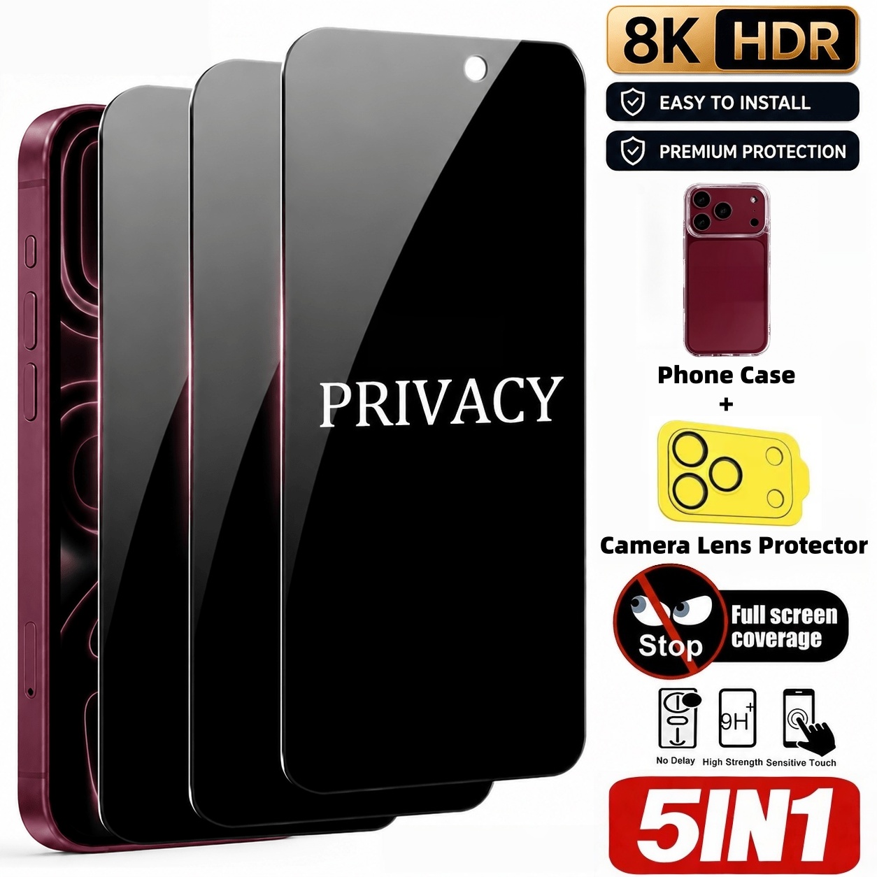 [Set da 5 Pezzi] 3 Pellicole P - Anti Spy Privacy Glass Case recensione e prezzo